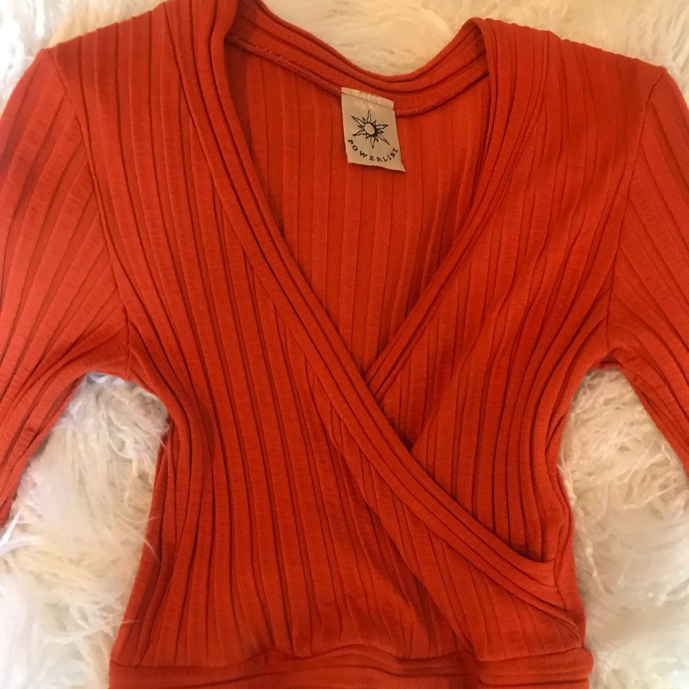 🧡 Ribbed Orange Criss/Cross Crop Top